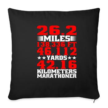 26,2 milles 138 336 pi 46 112 verges 42,16 km - Housse de coussin décorative 45 x 45 cm - noir - Devant
