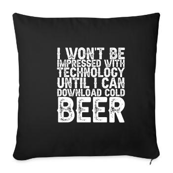 Until I Can Download Cold Beer 3 - Sofa pillowcase 17,3'' x 17,3'' (45 x 45 cm) - black - Front