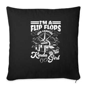 Je suis une Flip Flops Et Camping Kinda Girl 2 - Housse de coussin décorative 45 x 45 cm - noir - Devant