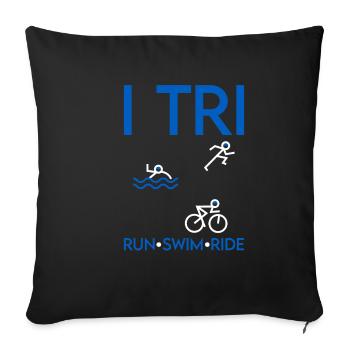 I Tri, Run Swim Ride 2 - Housse de coussin décorative 45 x 45 cm - noir - Devant
