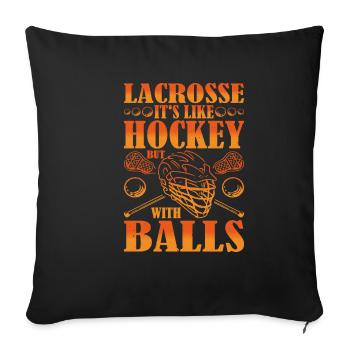 La crosse, c’est comme le hockey mais avec des balles 3 - Housse de coussin décorative 45 x 45 cm - noir - Devant