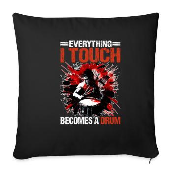 Tout ce que je touche devient un tambour 17 - Housse de coussin décorative 45 x 45 cm - noir - Devant