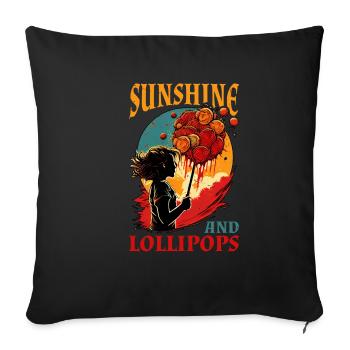 Soleil et sucettes 5 - Housse de coussin décorative 45 x 45 cm - noir - Devant