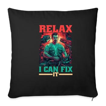 Détendez-vous, je peux le réparer 17 - Housse de coussin décorative 45 x 45 cm - noir - Devant