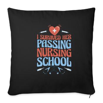 J’ai survécu à son décès à l’école d’infirmières 22 - Housse de coussin décorative 45 x 45 cm - noir - Devant