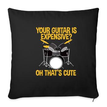 Votre guitare est chère, oh c’est mignon 2 - Housse de coussin décorative 45 x 45 cm - noir - Devant