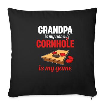 Grand-père est mon nom, cornhole est mon jeu - Housse de coussin décorative 45 x 45 cm - noir - Devant