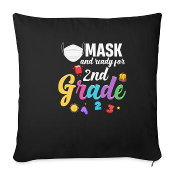 Mask and ready for 2nd class, ready for - Sofa pillowcase 17,3'' x 17,3'' (45 x 45 cm) - black - Front