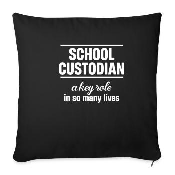 Femme de ménage, gardienne, un rôle clé dans - Housse de coussin décorative 45 x 45 cm - noir - Devant