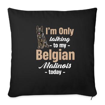 I'm only talking to my Belgian friend today. - Sofa pillowcase 17,3'' x 17,3'' (45 x 45 cm) - black - Front