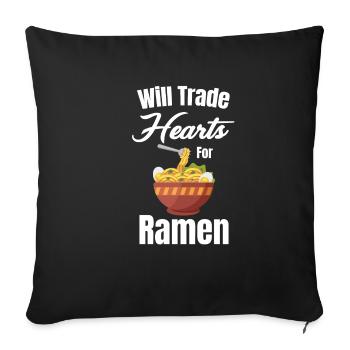 Des cœurs de volonté pour les fans d’anime japonais de ramen - Housse de coussin décorative 45 x 45 cm - noir - Devant