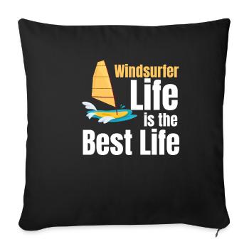La vie de véliplanchiste est la meilleure vie - Housse de coussin décorative 45 x 45 cm - noir - Devant