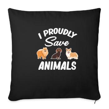 Je suis fier de sauver des animaux Sauveteur de chiens - Housse de coussin décorative 45 x 45 cm - noir - Devant
