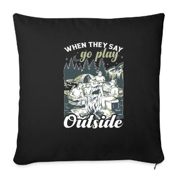 Quand ils disent d’aller jouer dehors - Housse de coussin décorative 45 x 45 cm - noir - Devant