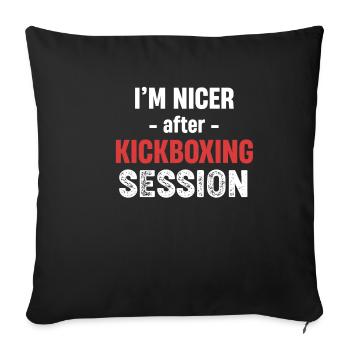 Je suis plus gentil après l’instructeur de kickboxing - Housse de coussin décorative 45 x 45 cm - noir - Devant