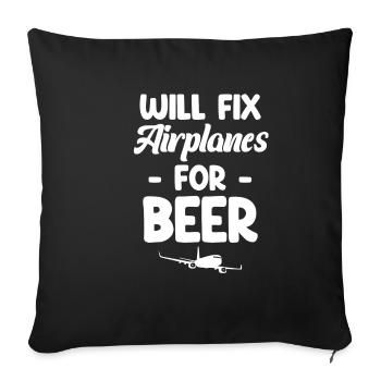 Repairs planes for beer. Jollier - Sofa pillowcase 17,3'' x 17,3'' (45 x 45 cm) - black - Front
