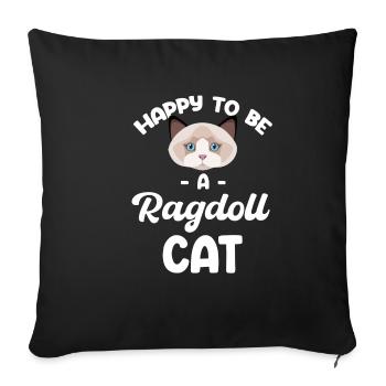 Heureuse d’être une maman chat ragdoll, - Housse de coussin décorative 45 x 45 cm - noir - Devant