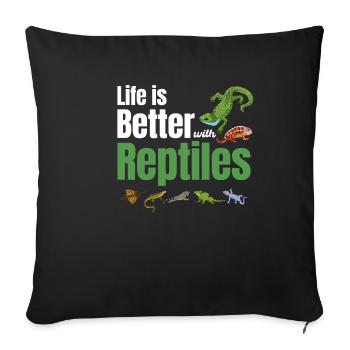 La vie est meilleure avec les reptiles, les herpétologistes, - Housse de coussin décorative 45 x 45 cm - noir - Devant