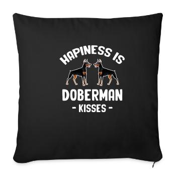 Happiness Is Doberman Kisses Pinscher Dalmatian - Sofa pillowcase 17,3'' x 17,3'' (45 x 45 cm) - black - Front