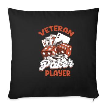 Joueur de poker expérimenté, croupier de Holdem, - Housse de coussin décorative 45 x 45 cm - noir - Devant
