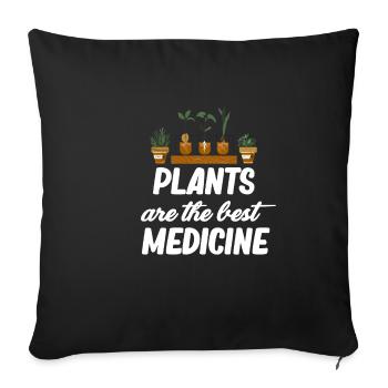Plants are the best medicine for horticulture - Sofa pillowcase 17,3'' x 17,3'' (45 x 45 cm) - black - Front