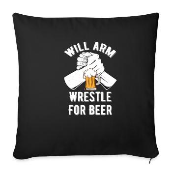 Wil Bras de fer pour le concours de bataille de tournoi de bière - Housse de coussin décorative 45 x 45 cm - noir - Devant