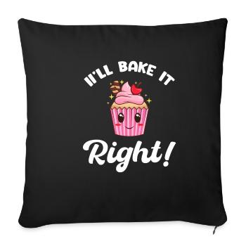 Je le cuis bien. Pâtisseries, confiseries, - Housse de coussin décorative 45 x 45 cm - noir - Devant