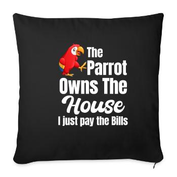 The parrot owns the house Parakeet Cockatoo - Sofa pillowcase 17,3'' x 17,3'' (45 x 45 cm) - black - Front
