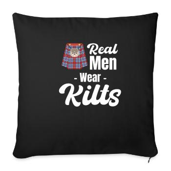Echte Männer Tragen Kilts Schottische Kilts - Sofakissenbezug 45 x 45 cm - Schwarz - Vorne