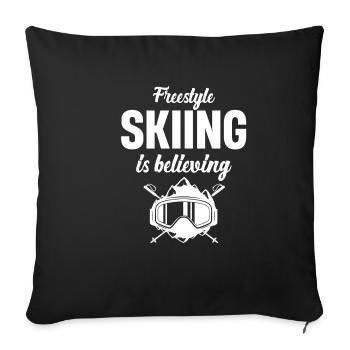 Freestyle skiing believes in - Sofa pillowcase 17,3'' x 17,3'' (45 x 45 cm) - black - Front
