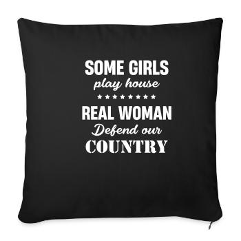 Certaines filles jouent à la maison de vraies femmes - Housse de coussin décorative 45 x 45 cm - noir - Devant