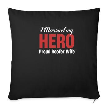 J’ai épousé mon héros, fier - Housse de coussin décorative 45 x 45 cm - noir - Devant