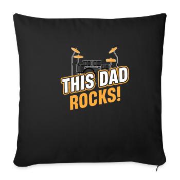 Dieser Papa Rockt! Lustige Trommlerband, - Sofakissenbezug 45 x 45 cm - Schwarz - Vorne