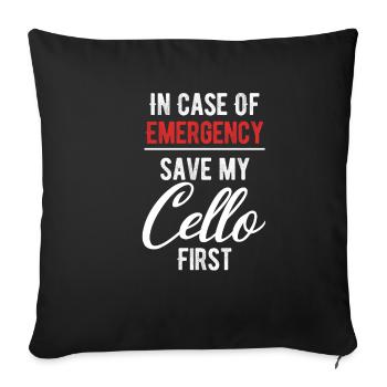 In case of emergency, save my cello first! Jollier - Sofa pillowcase 17,3'' x 17,3'' (45 x 45 cm) - black - Front