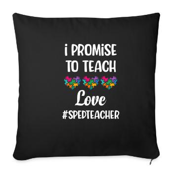 Je promets l’amour d’enseigner à l’enseignant en éducation spécialisée - Housse de coussin décorative 45 x 45 cm - noir - Devant
