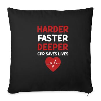 Plus dur, plus rapide, plus profond - Housse de coussin décorative 45 x 45 cm - noir - Devant