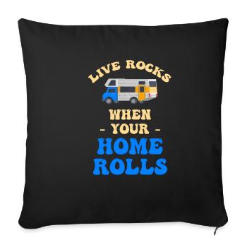 La vie bascule quand votre maison roule à la maison - Housse de coussin décorative 45 x 45 cm - noir - Devant