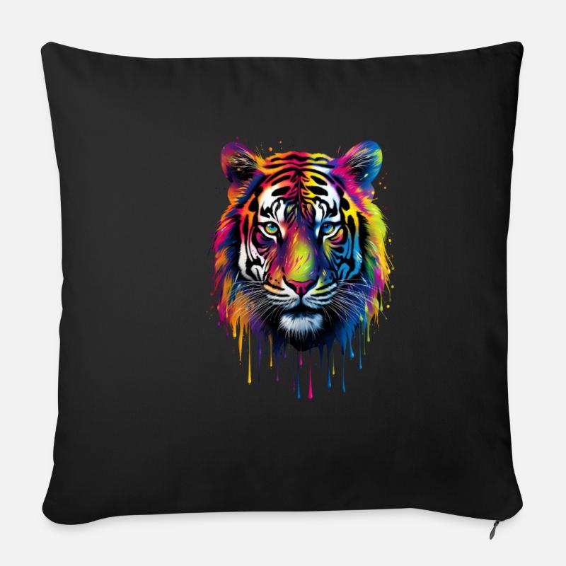 Rainbow Tiger - Sofakissenbezug 45 x 45 cm - Schwarz