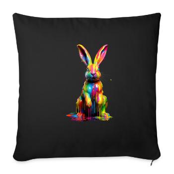 Lapin arc-en-ciel - Housse de coussin décorative 45 x 45 cm - noir - Devant