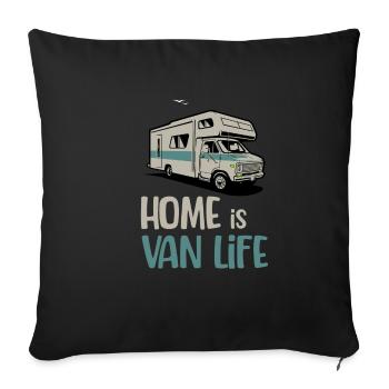 Home is Vanlife Traveling RV - Sofa pillowcase 17,3'' x 17,3'' (45 x 45 cm) - black - Front