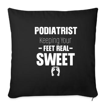 Podologue vous tient en haleine, pédicure, esthéticienne - Housse de coussin décorative 45 x 45 cm - noir - Devant