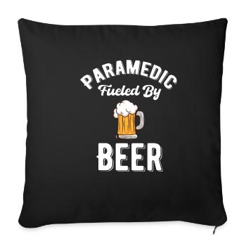 Paramedic Powered By Beer Friend - Sofa pillowcase 17,3'' x 17,3'' (45 x 45 cm) - black - Front