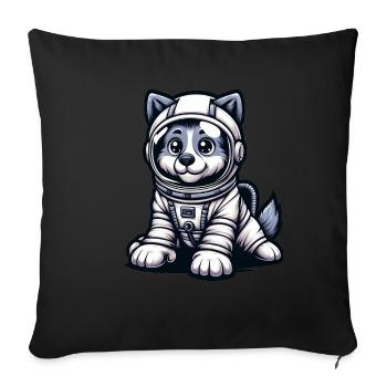 Cute Dog Astronaut - Sofa pillowcase 17,3'' x 17,3'' (45 x 45 cm) - black - Front