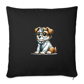 Cute Dog Doctor - Sofa pillowcase 17,3'' x 17,3'' (45 x 45 cm) - black - Front