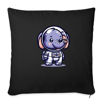 Cute Elephant Astronaut - Sofa pillowcase 17,3'' x 17,3'' (45 x 45 cm) - black - Front