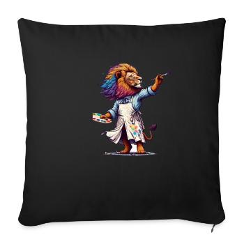 Cute Lion Artist - Sofa pillowcase 17,3'' x 17,3'' (45 x 45 cm) - black - Front