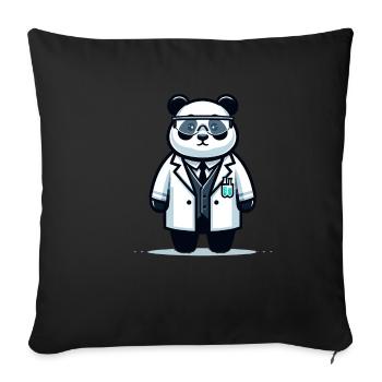 Scientifique panda mignon - Housse de coussin décorative 45 x 45 cm - noir - Devant