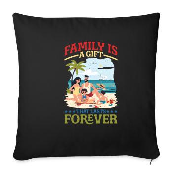 La famille est un cadeau qui dure pour toujours 6 --cadeau-- - Housse de coussin décorative 45 x 45 cm - noir - Devant
