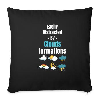 Easily distracted by funnier cloud formations - Sofa pillowcase 17,3'' x 17,3'' (45 x 45 cm) - black - Front