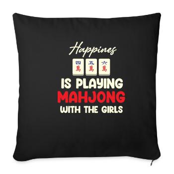 Glück Ist Mahjong Spielen Mit Den Mädchen - Sofakissenbezug 45 x 45 cm - Schwarz - Vorne
